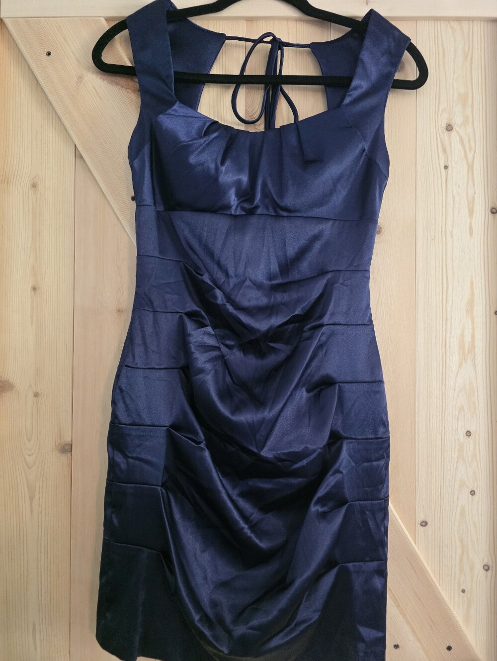 Windsor Navy Satin Sleeveless Midi Dress